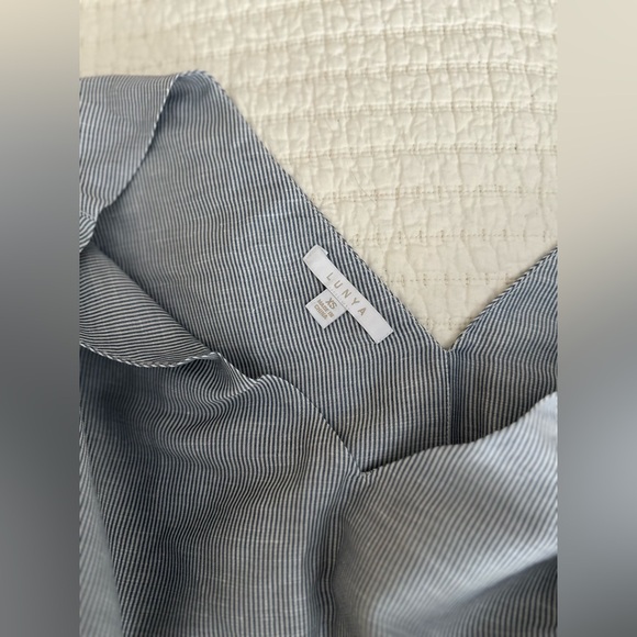 NEW Lunya Resort Linen Silk Romper White Loungewear Sleepwear Size XS Pinstripe - Picture 6 of 6